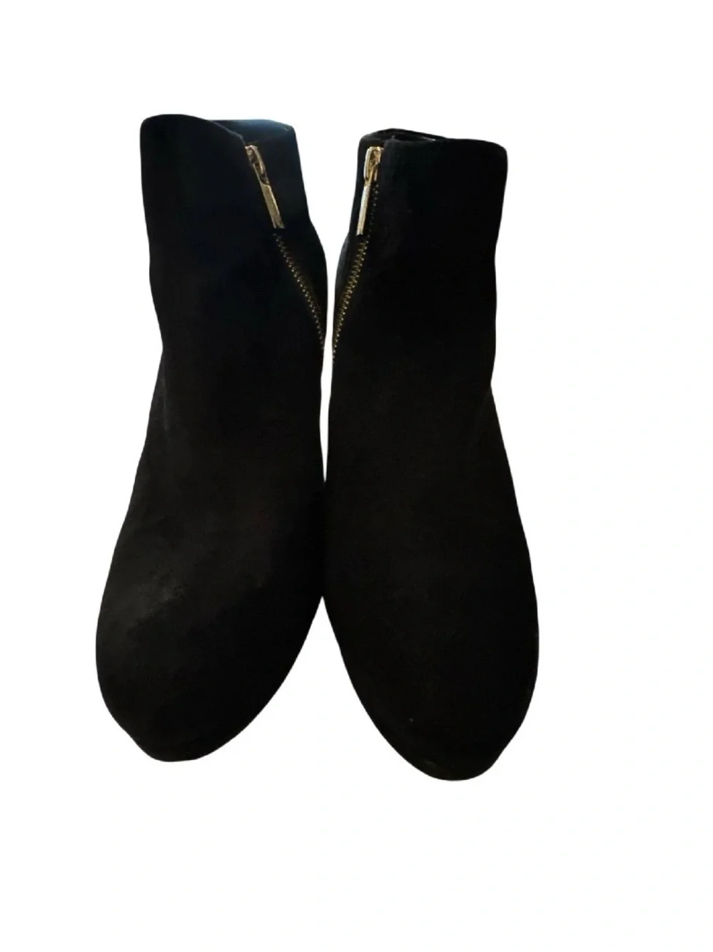 Michael Kors Black Suede Ankle Booties with Gold Zipper